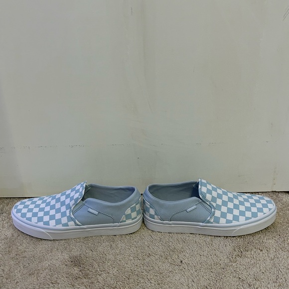 Vans Slip On Blue Checkered Shoes - Picture 6 of 6